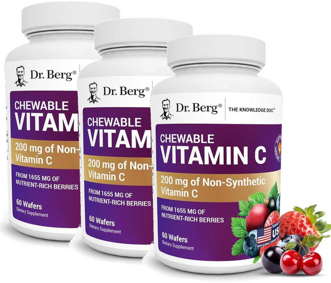 닥터베르그 비타민C 콤플렉스 홀푸드 와퍼 츄어블 Dr. Berg Nutritionals Vitamin C Complex, 60정, 3개