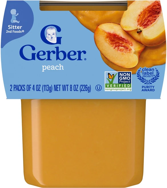 Gerber 2nd Foods® 시터 피치 2팩 각 113g(4oz) Gerber (거버), Gerber, 2nd Foods®, 시터, 피치, 2 - 쿠팡