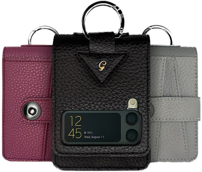 갤럭시 Z플립6 Z플립 5 4 3 휴대폰 케이스 카드지갑 핑거링 똑딱이지갑형 힌지보호 스트랩증정