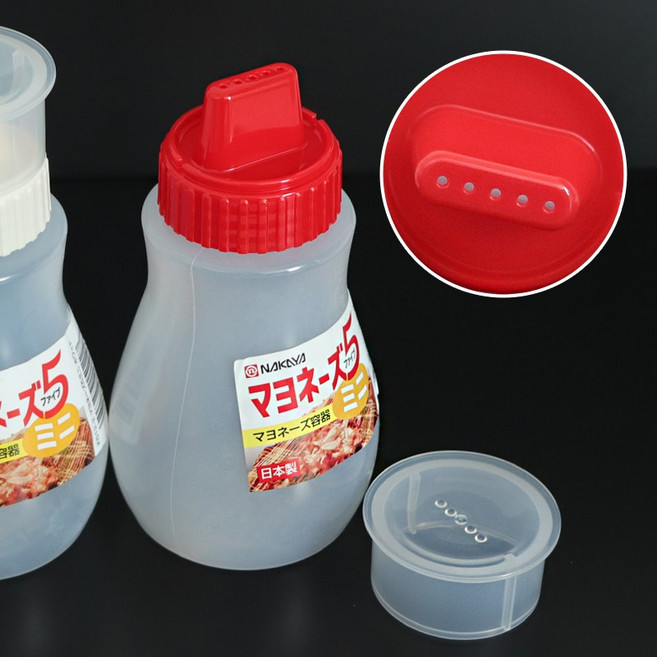 일본 나카야 마요네즈 드레싱 포트 소 (K512) 케찹통 소스용기 소스공병, 레드, 1개, 260ml