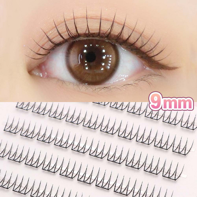 빈메이 노글루 인조 속눈썹 9mm 자연스러운 V형 3in1 짧은 속눈썹 풀이 필요없는 아이래쉬 60pcs, 1개, 이즈