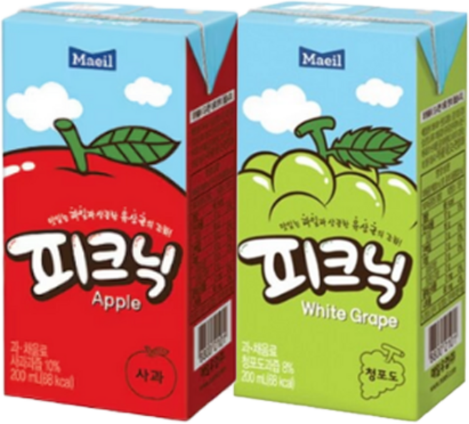 매일유업 피크닉 200mlx24팩/사과/청포도, 24개, 200ml