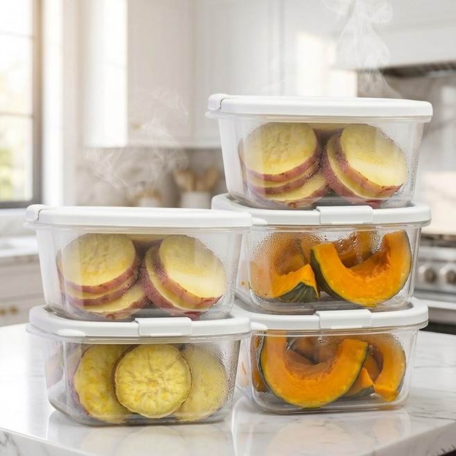 루텐픽 국산안심 BPAfree 전자렌지용기 다이어트 식단관리 소분용기 밥용기 밀폐용기, 다이엇세트, 5개