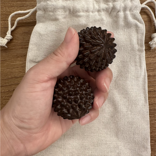 InLoop 손지압볼 금연 혈액순환 마사지 재활운동, 프리미엄원목, 2개