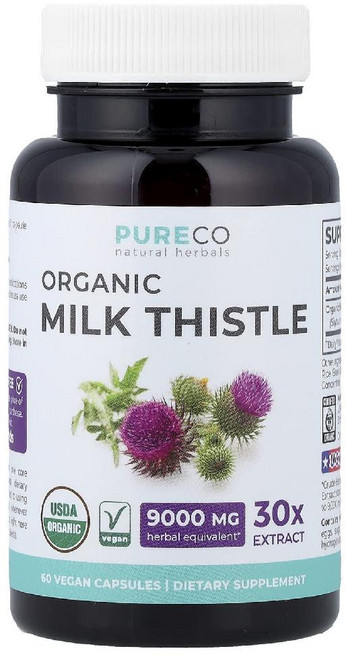 Pure Co. 유기농 밀크시슬 비건 캡슐 60정(캡슐 1정당 300mg) Co. (퓨어 코.), Pure Co., 유기농 밀크시슬, 비건 캡슐 60정(, 1개, 60정