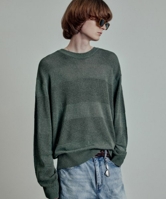 엘무드 LMOOD 아일랜드 텐셀 린넨 풀오버 니트 포레스트 LSSLNC007FR 418033