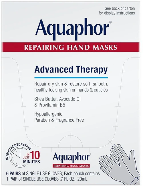 Aquaphor 리페어링 핸드 마스크 건조한 손을 모이스처라이징 장갑 아보카도 오일 시어 버터가 함유된 피부, Aquaphor 리페어링 핸드 마스크 건조한 손을 모이, 1, 20ml - 쿠팡
