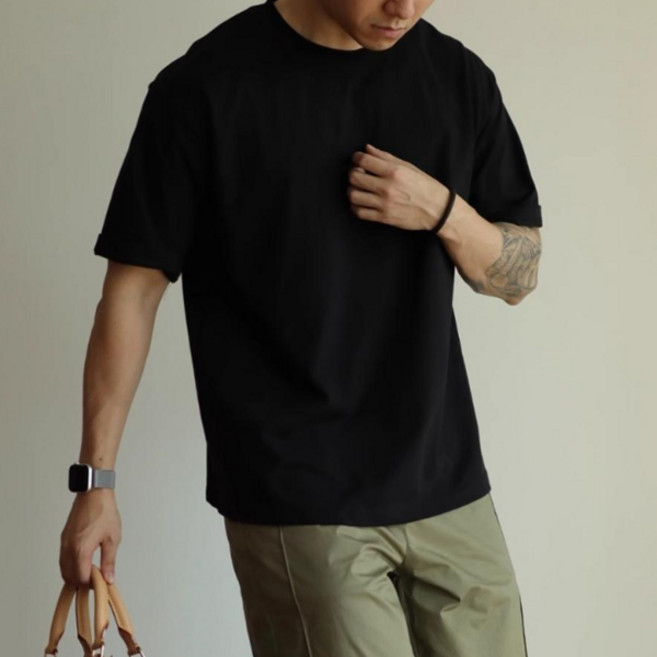 [당일발송] 룩앤핏 남성 10수 두꺼운 무지 반팔 티셔츠 오버핏 비침없음 꼭지X