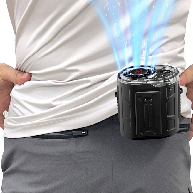 폭스룸 허리케인 바디 선풍기 휴대용 야외용 등산용 오토바이용 골프용 바디선풍기 허리선풍기, 블랙