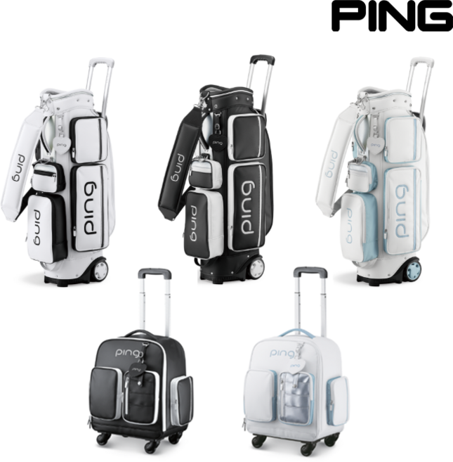 핑 2026 SC WZ 여성 휠 캐디백 세트, 화이트블랙(캐디백)/화이트블루(보스턴백)