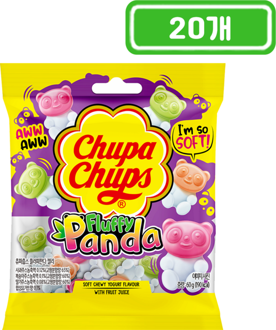 츄파춥스 플러피판다 젤리, 60g, 20개