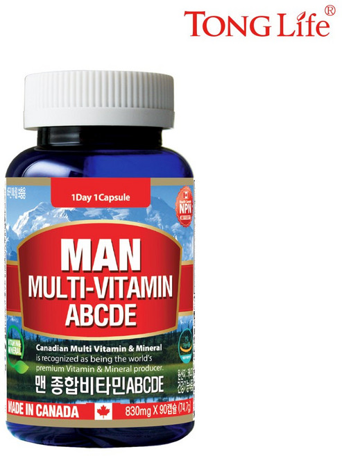 [K쇼핑]Canada 통라이프 맨 종합비타민ABCDE+미네랄 -1병 (3개월분), 1개, 90정
