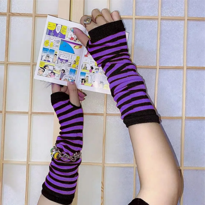 슈비코 하이틴 암워머 스트라이프 지뢰계 핸드워머 팔토시 시즈니룩