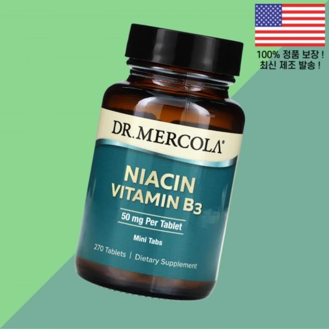 닥터 머콜라 나이아신 비타민B3 비타민비3 비타민B군 리보플라빈 50mg 270정 Dr. Mercola Niacin Vitamin B3 270 Tablets, 1개 - 쿠팡