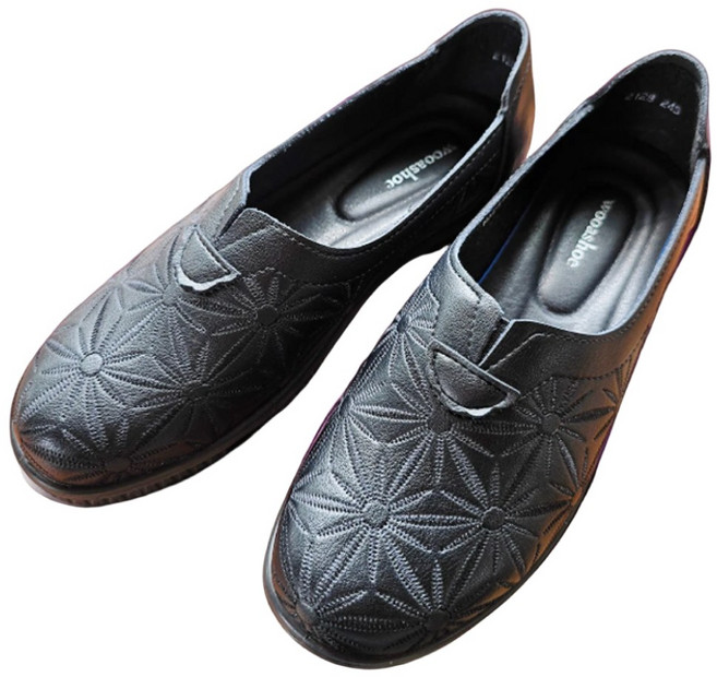 우아슈 꽃 할머니 단화 깔끔한 검정 어르신 80대 90대 신발 2128