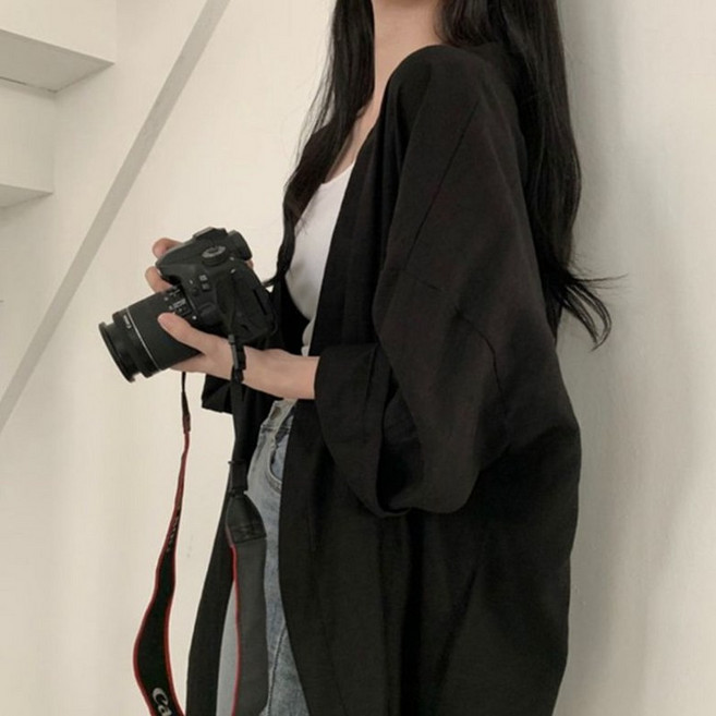 간절기 린넨 로브 가디건 여름 롱 루즈핏 여성 자켓 비치웨어 비키니