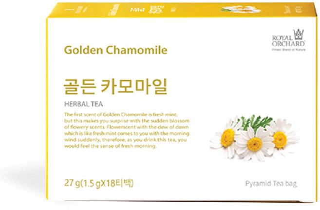 로얄오차드 골든카모마일 꽃 차 홈카페 재료 캐모마일 티 티백 18개입, 1개, 1.5g