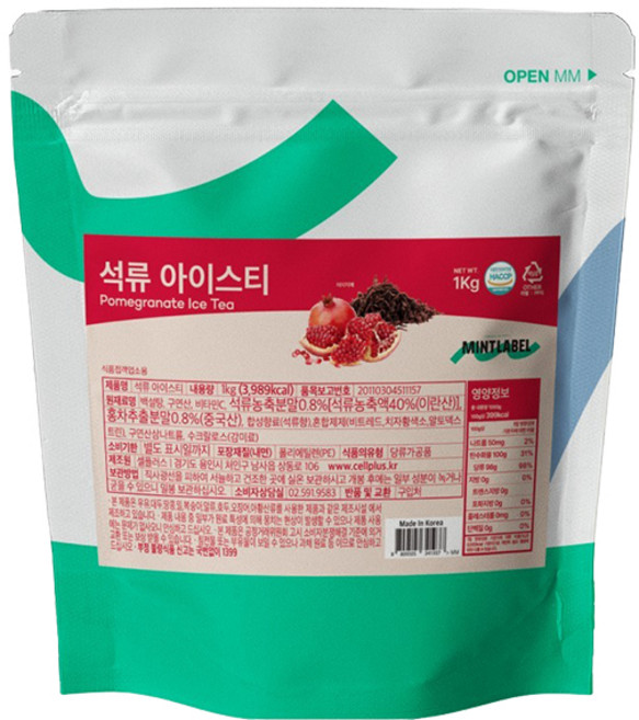 민트라벨 석류아이스티 파우더, 3개, 1kg, 1개입