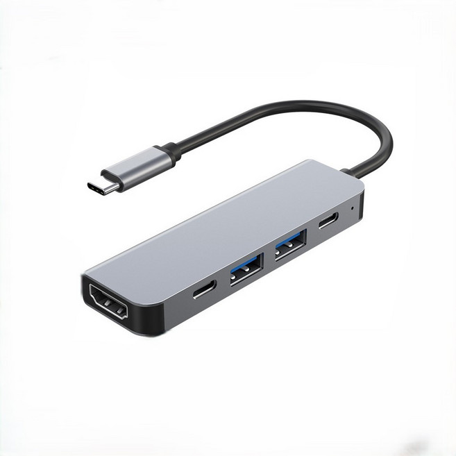 ORIGIN 五合一Type-C轉HDMI轉接器 支援4K影像輸出與PD快速充電 USB 3.0高速傳輸 多功能集線器, 灰色, 1個