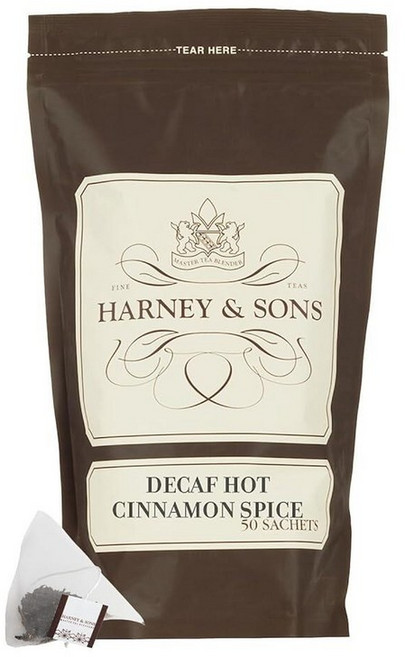 Harney & Sons 디카페인 핫 시나몬 - 실론 홍차 시나몬 오렌지 껍질 및 스위트 클로브의 3가지 종류 - 티백 50개입
