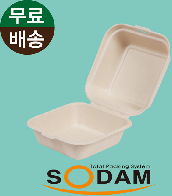 B-003 크라프트 / 500개 / 펄프도시락 / 햄버거 샐러드 B003 소담팩, 1개
