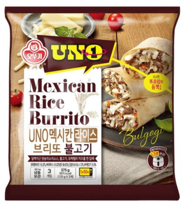 오뚜기 UNO 멕시칸 라이스브리또 불고기, 1개, 375g
