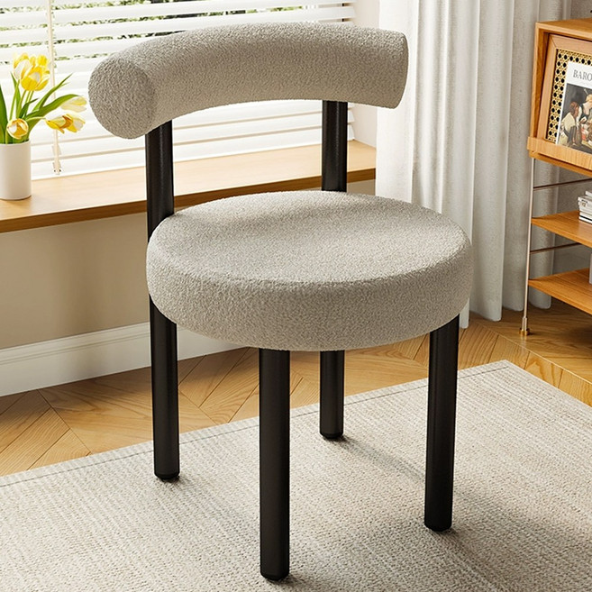 하루꿈 거실 침실 램스울 1인용 소파 의자 화장대 등받이 의자, 그레이, 1개