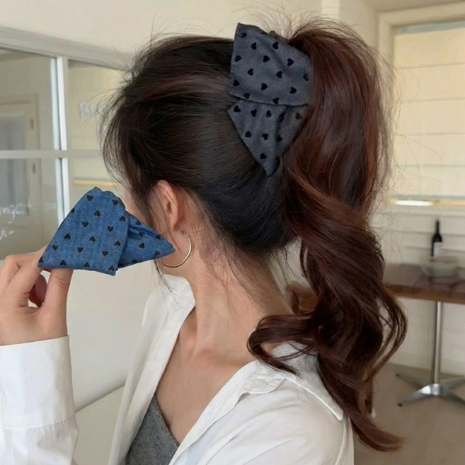 프랑스 하트 포인트 삼각 올림머리 헤어집게핀 2종세트