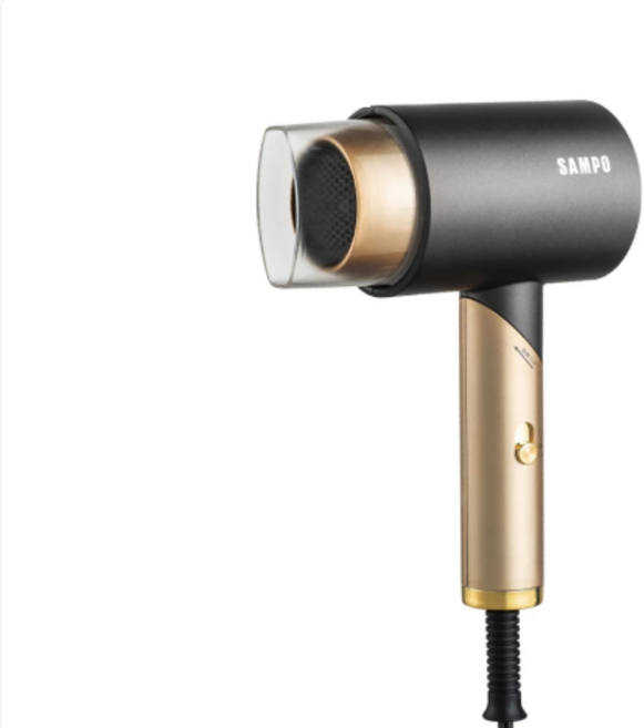 SAMPO 負離子摺疊吹風機 1200W 三段式調溫 旋轉折疊好收納, 黑色, ED-N2012NL