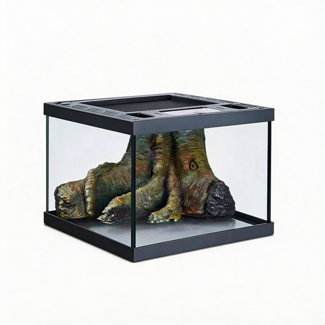 파행 애완동물 도마뱀 뱀 거미 애완동물 우리 애완동물 상자 자체 모방 조경 사막 삼림 장면 오픈 사용 20 * 20 * 15 센티미터 설치 면제, 1개, 숲뿌리 20*20*15
