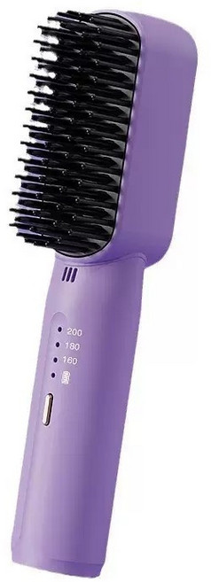 無線直髮梳 負離子 三檔控溫, 1個, 紫色