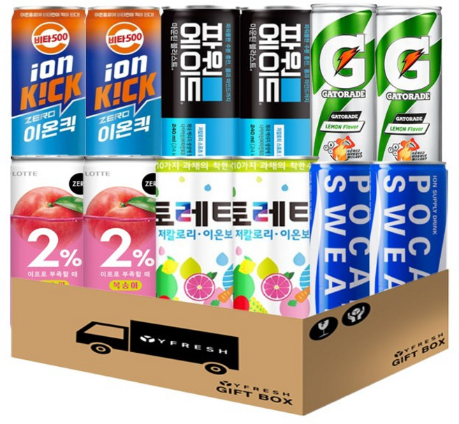 [YFRESH]스포츠음료 혼합 세트 6종 총 12캔(이프로부족할때 게토레이 토레타 포카리 파워에이드 이온킥)