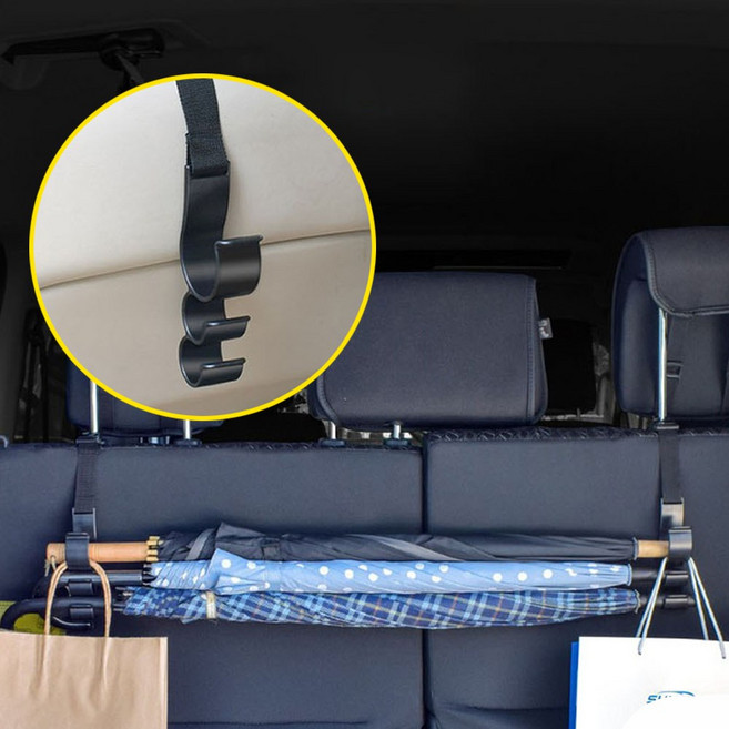 트렁크 우산 걸이 차량용 거치대 suv rv 무타공 자동차 정리 용품, 블랙, 1세트