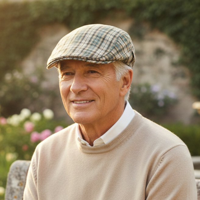 낭만삼춘 C011 사계절 체크무늬 베레모 시원한 중년남성 헌팅캡 도리구찌