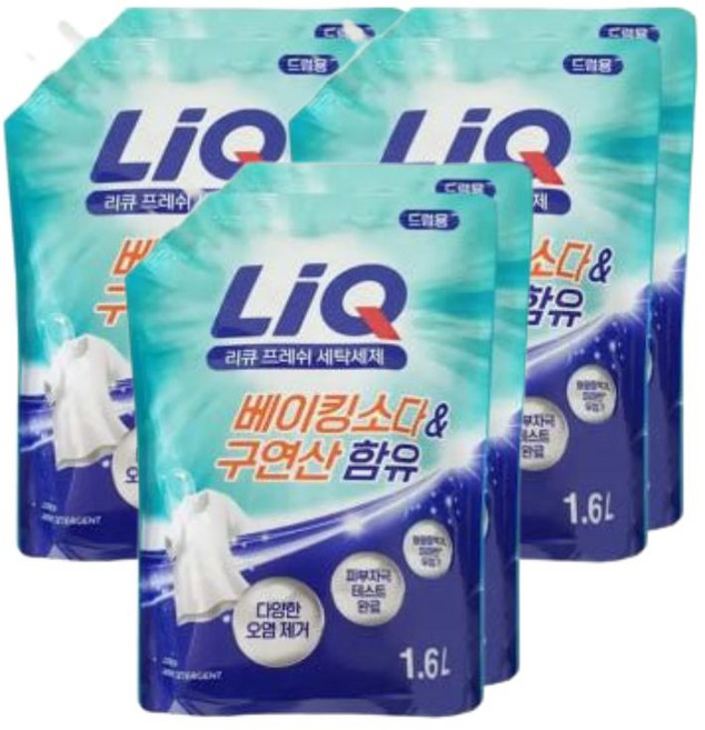 리큐 프레쉬 드럼용 세제 리필, 6개, 1.6L
