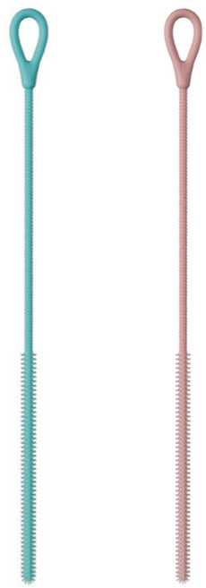 일상채움 손상없는 부드러운 실리콘 빨대 세척솔, 핑크+블루, 2개