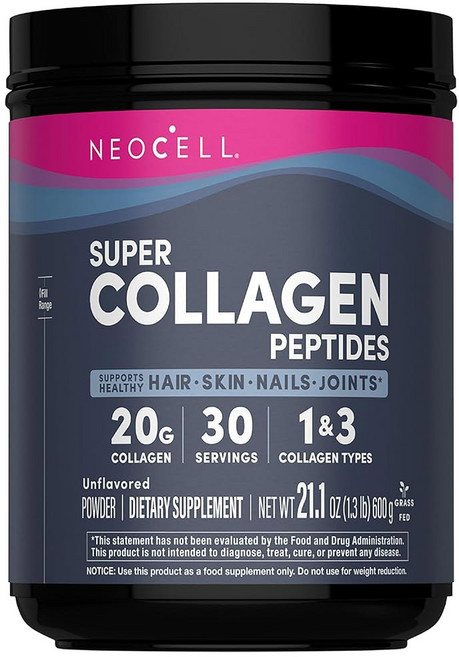 네오셀 슈퍼 콜라겐 펩타이드 파우더 | 30인분 맛 없음 타입 I & III 잔디 사료 소 보충제, Super Collagen Powder, 1개