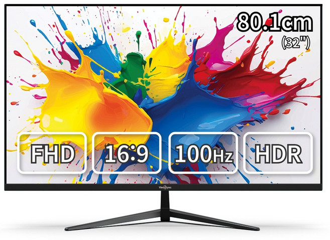뷰싱크 32인치 FHD 슬림베젤 100Hz 게이밍 사무용 멀티 하이브리드, VSO321F 블랙 무결점, 80cm