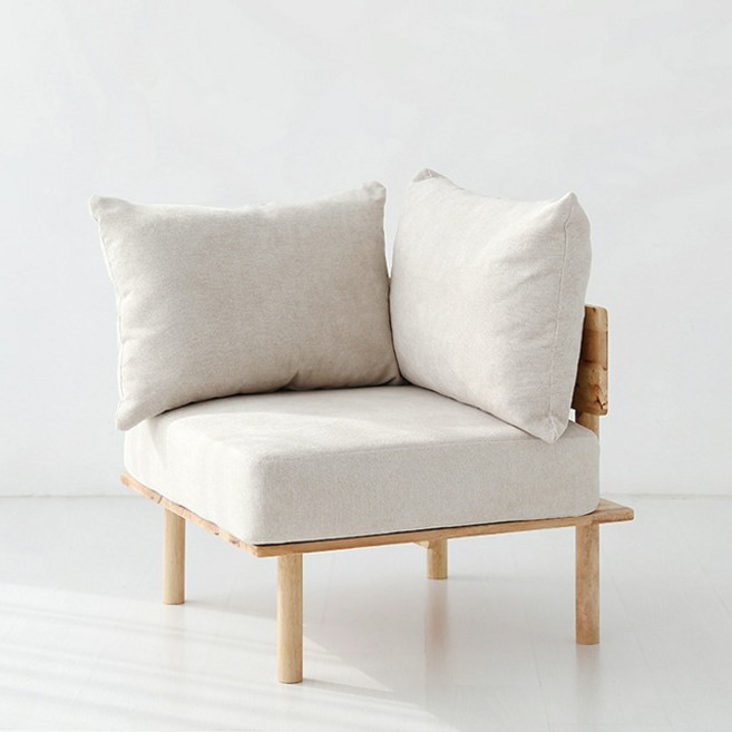 벤쿠 1인코너소파 고무나무 내추럴/베이지, 베이지