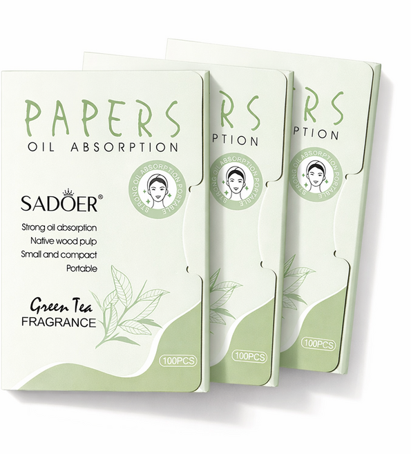 프리미엄 기름종이 유분 흡수 피지 제거 그린티향기 블로팅 페이퍼 얼굴 번들거림 케어, 3개, 100매입