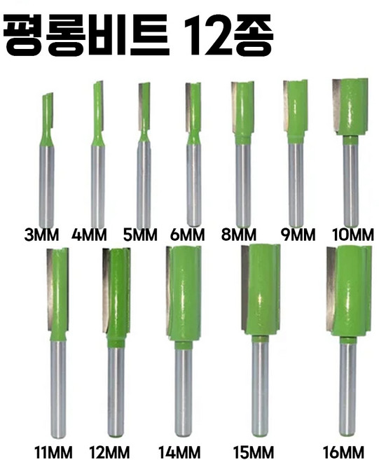 백제 보급형 트리머 평롱비트 샹크 6MM 트리머날 12p 세트, 1세트, 1개