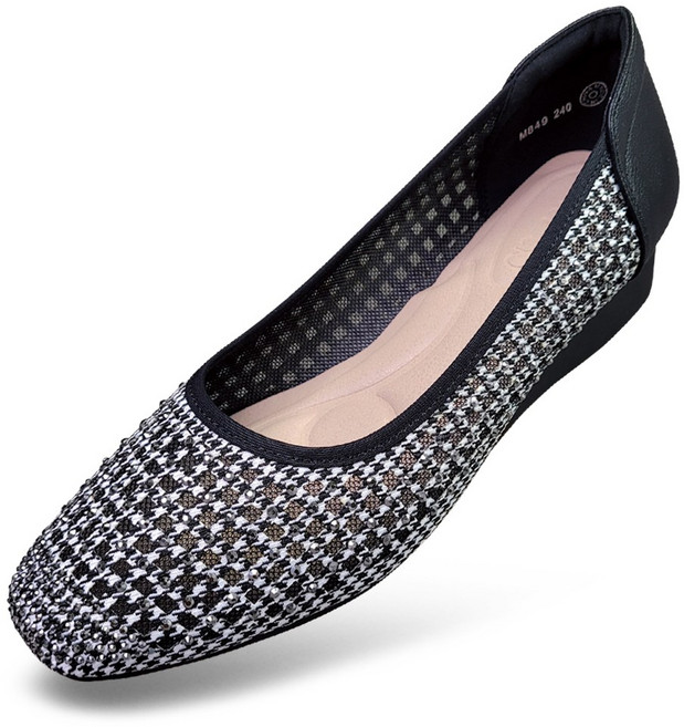 마마슈 S23F헤브 여성 플랫슈즈 여름 구두 단화 펀칭 큐빅 니트 패브릭 시원한 통풍