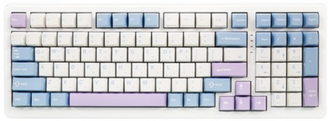 큐센 풀윤활 가스켓 유무선 기계식 키보드 V1, 블루퍼플색상, QSENN Q99 PBT(유무선 키보드), 퍼플축