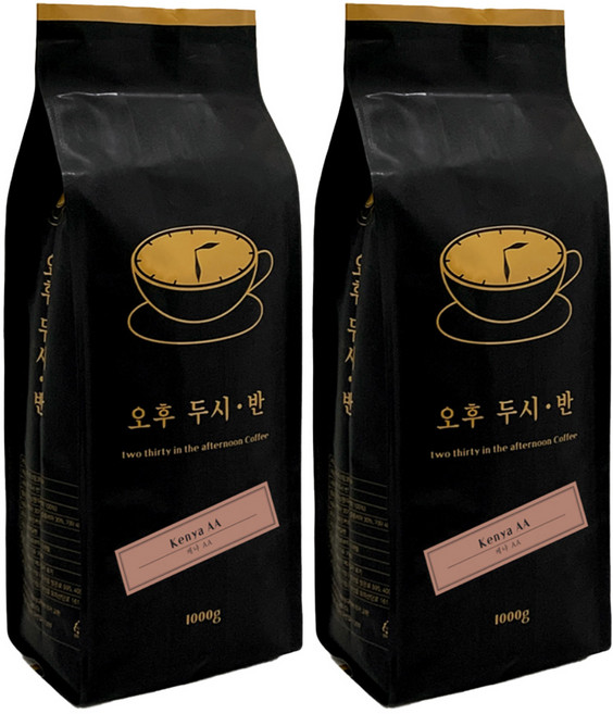 오후두시반 로스팅 원두커피 케냐 AA 원두 1kg 홀빈 분쇄안된 원두커피, 2개