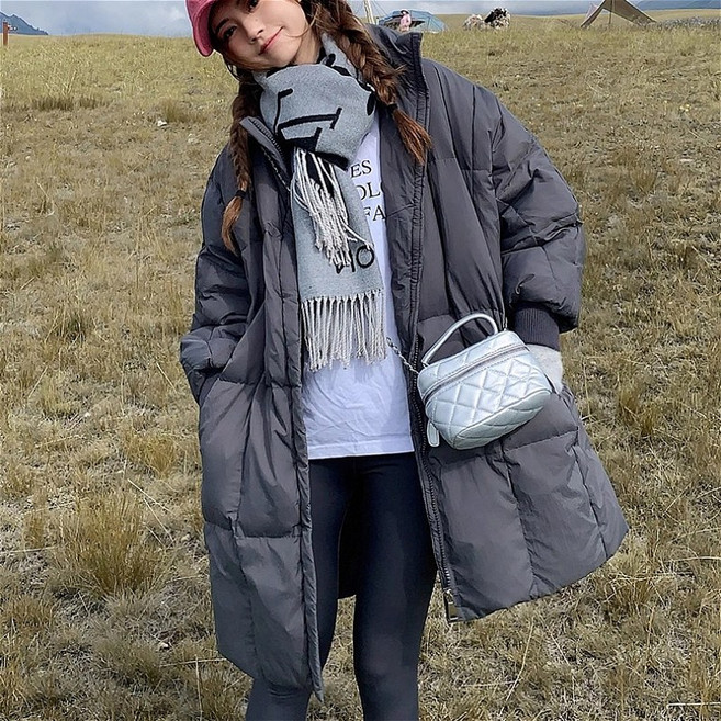 SAHINER 겨울 여성 오버핏 하이넥 경량 소매밴딩 웰론 보온점퍼 BYRF02