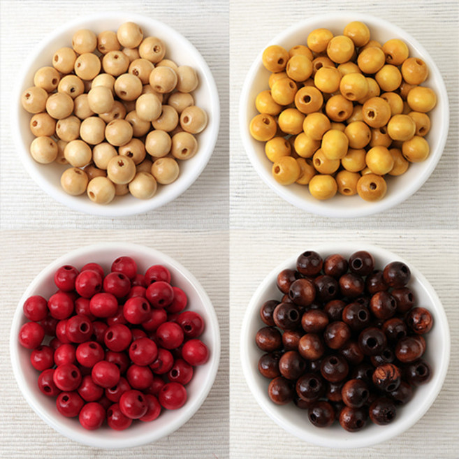 싼비즈 [5805-G]우드볼 10mm 내경2mm 5color 20개