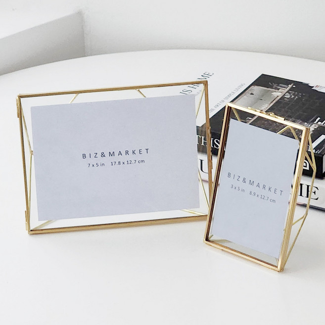 비즈앤마켓 골드프레임 다이아액자 웨딩포토테이블 청첩장액자, 골드