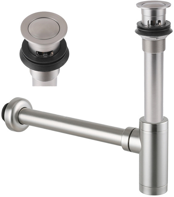 미리내 무광니켈 자동폽업 트랩세트 컨셉큐브 노출형 세면기 부속, 1세트