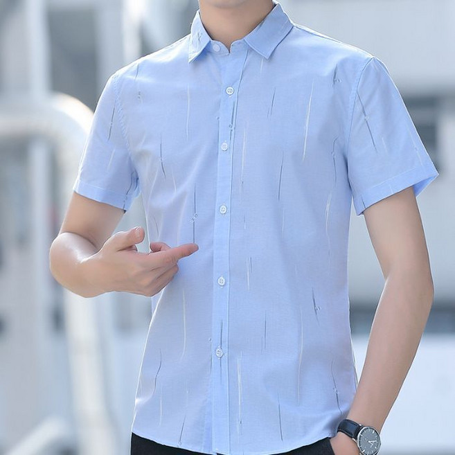 川月商行 多巴胺短袖襯衫 男款 夏季休閒修身半袖襯衣