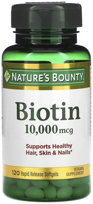 Nature's Bounty 비오틴 10000 mcg 빠르게 방출되는 소프트젤 120정, 1개 - 쿠팡